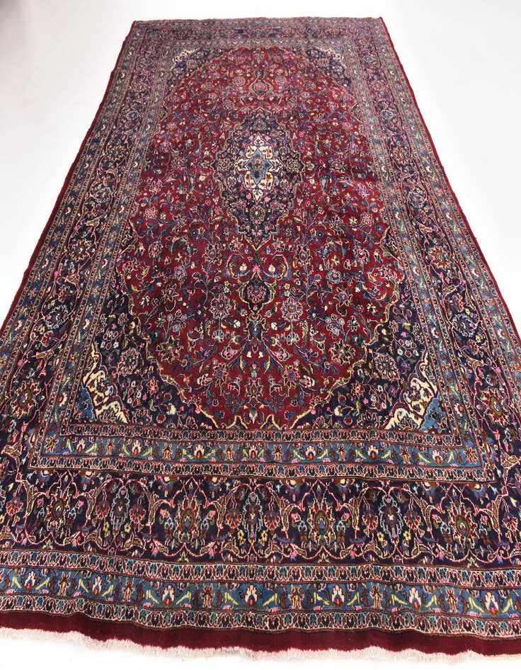 Detail image of 9' 7 x 12' 3 Hand Knotted Mashad Persian Wool Rug
