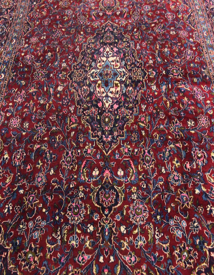 Detail image of 9' 7 x 12' 3 Hand Knotted Mashad Persian Wool Rug