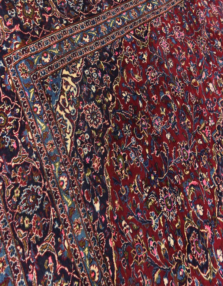 Detail image of 9' 7 x 12' 3 Hand Knotted Mashad Persian Wool Rug