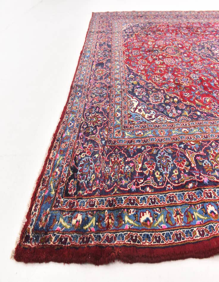 Detail image of 9' 7 x 12' 3 Hand Knotted Mashad Persian Wool Rug