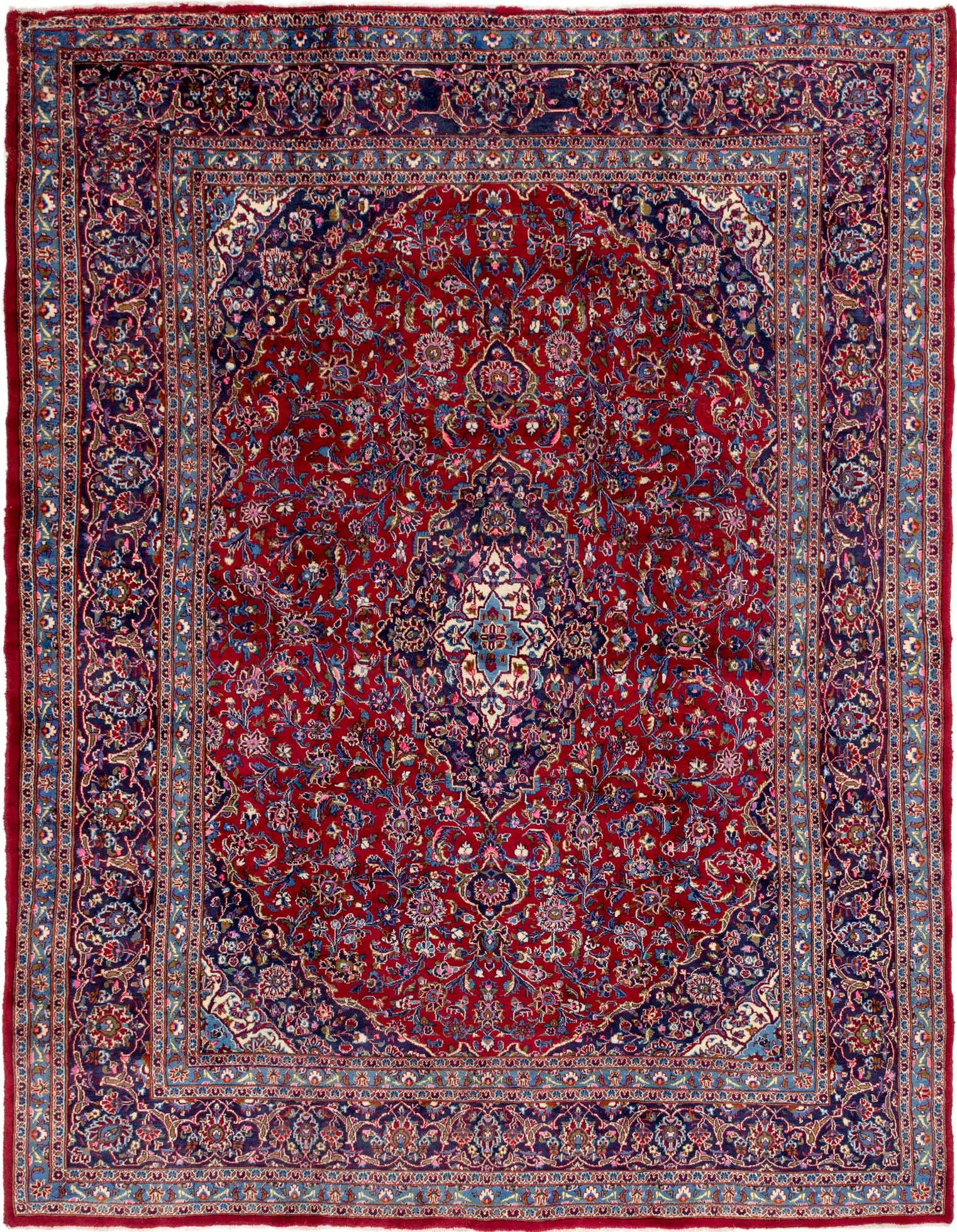 9' 7 x 12' 3 Hand Knotted Mashad Persian Wool Rug