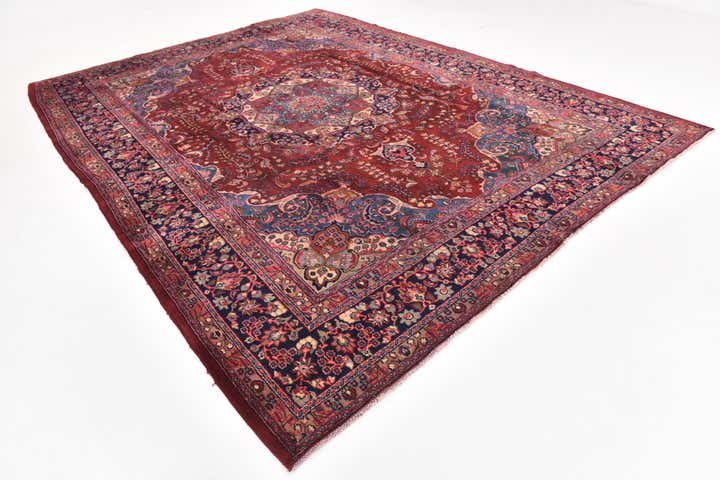 9' 5 x 12' 7 Hand Knotted Mashad Persian Wool Rug