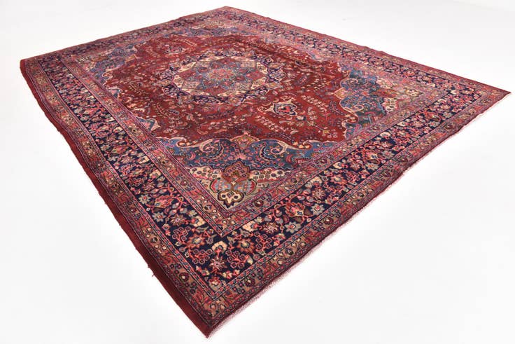Detail image of 9' 5 x 12' 7 Hand Knotted Mashad Persian Wool Rug