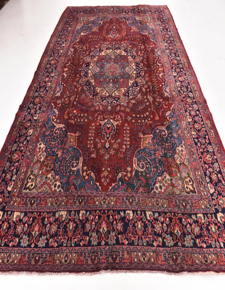 Detail image of 9' 5 x 12' 7  Hand Knotted Mashad Persian Wool Rug