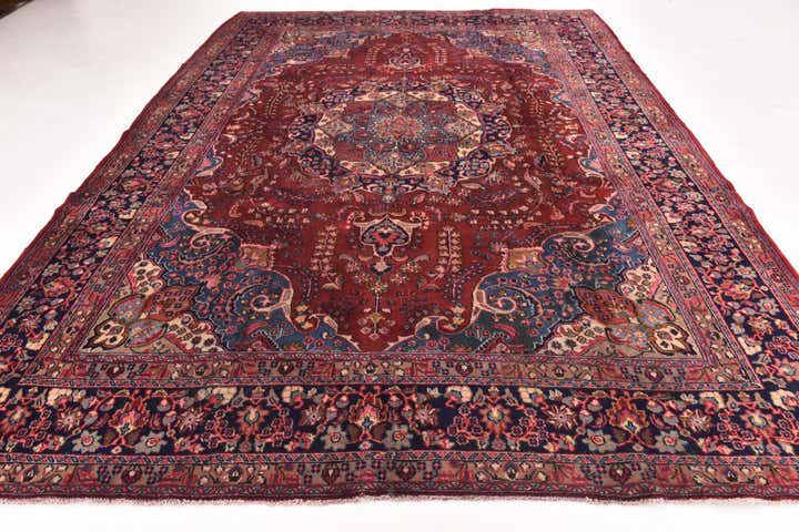 9' 5 x 12' 7 Hand Knotted Mashad Persian Wool Rug