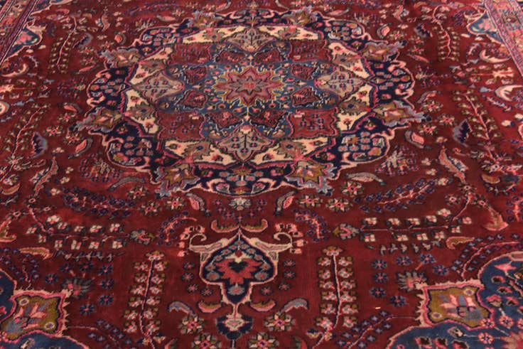 Detail image of 9' 5 x 12' 7 Hand Knotted Mashad Persian Wool Rug
