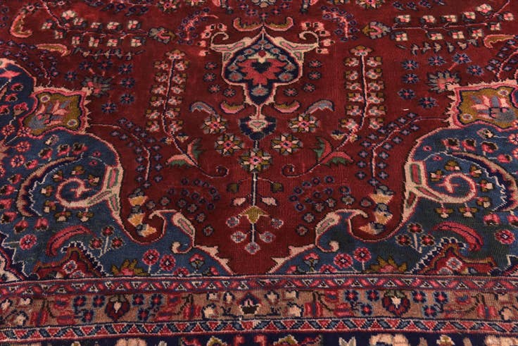 Detail image of 9' 5 x 12' 7 Hand Knotted Mashad Persian Wool Rug