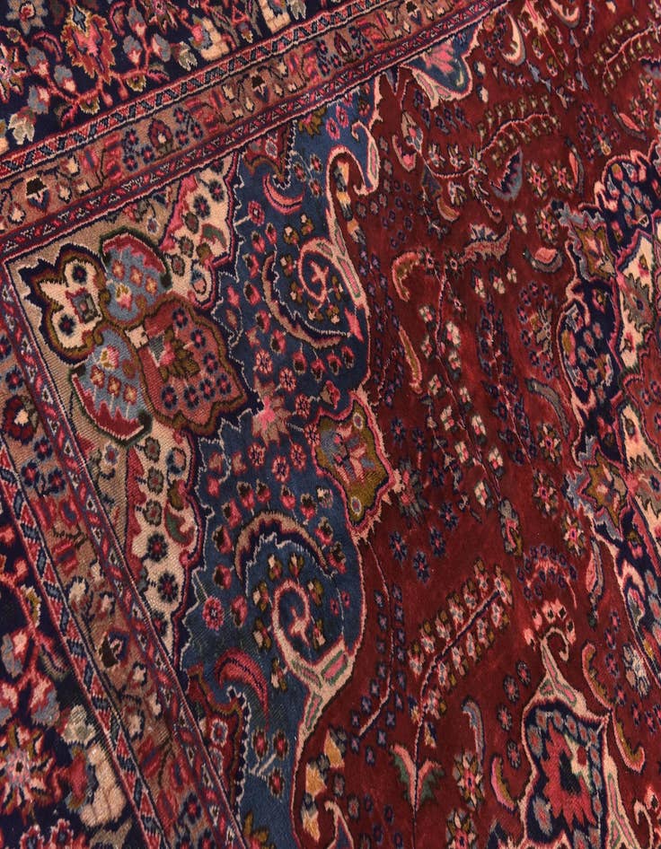 Detail image of 9' 5 x 12' 7  Hand Knotted Mashad Persian Wool Rug