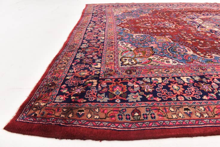 Detail image of 9' 5 x 12' 7 Hand Knotted Mashad Persian Wool Rug