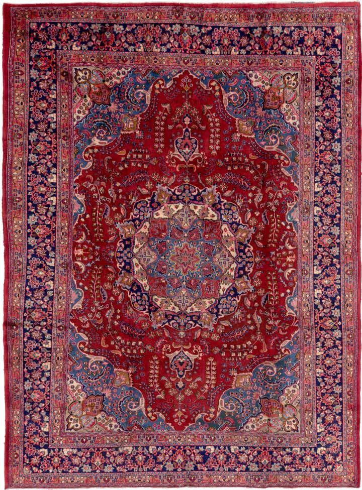 9' 5 x 12' 7 Hand Knotted Mashad Persian Wool Rug