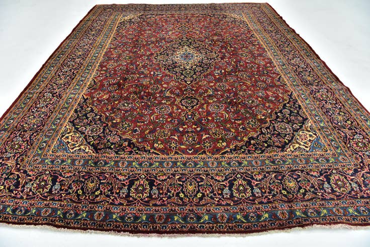 Detail image of 9' 10 x 12' 10 Hand Knotted Mashad Persian Wool Rug