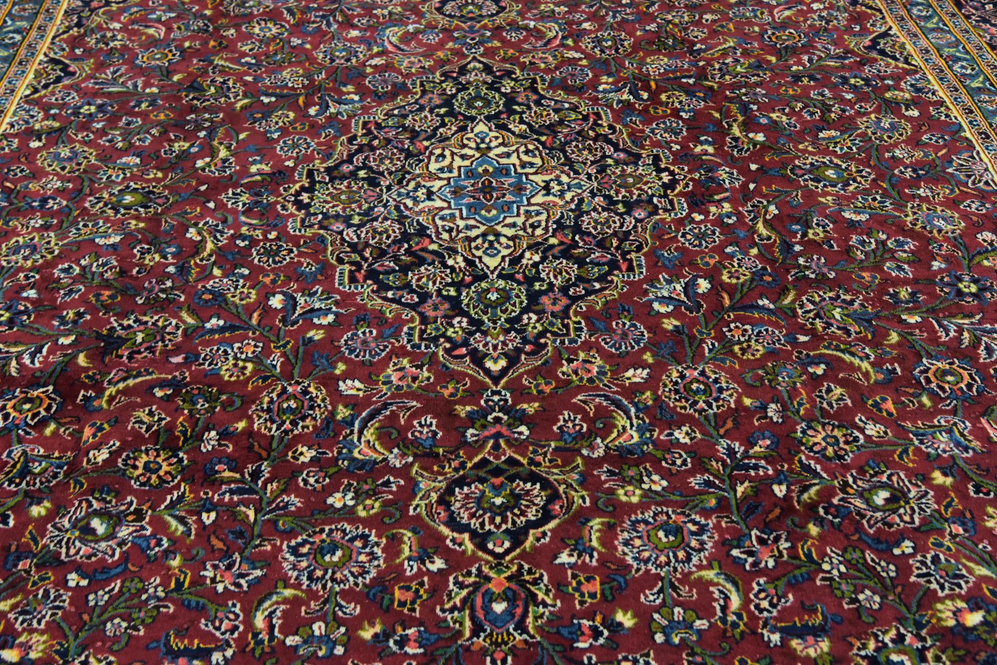 9' 10 x 12' 10 Hand Knotted Mashad Persian Wool Rug