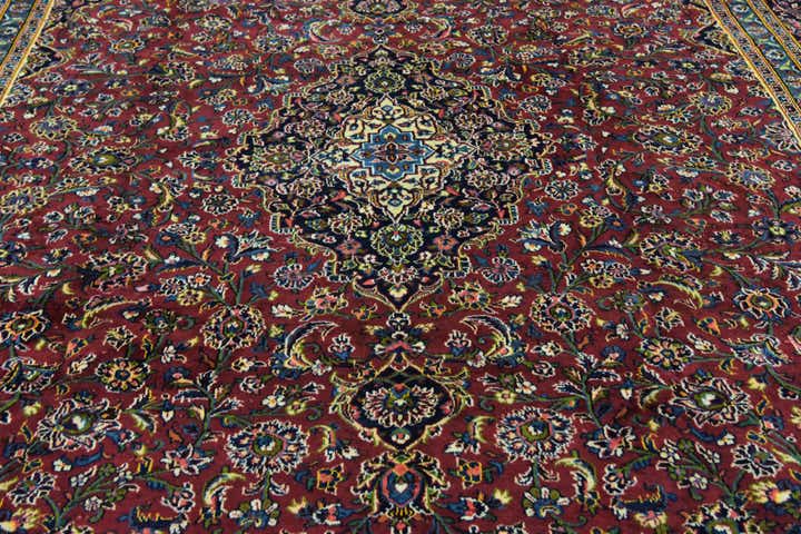 9' 10 x 12' 10 Hand Knotted Mashad Persian Wool Rug