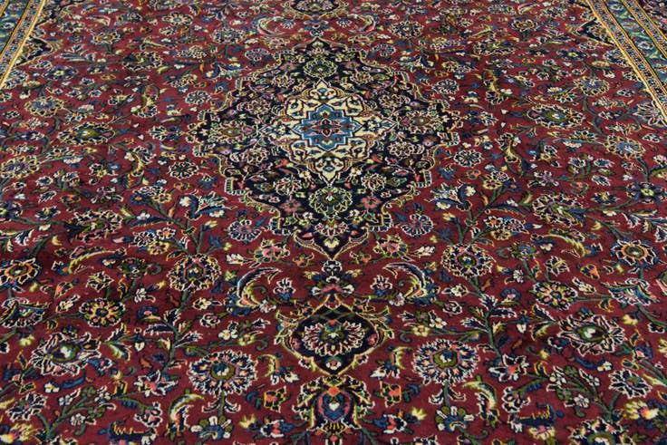 Detail image of 9' 10 x 12' 10 Hand Knotted Mashad Persian Wool Rug