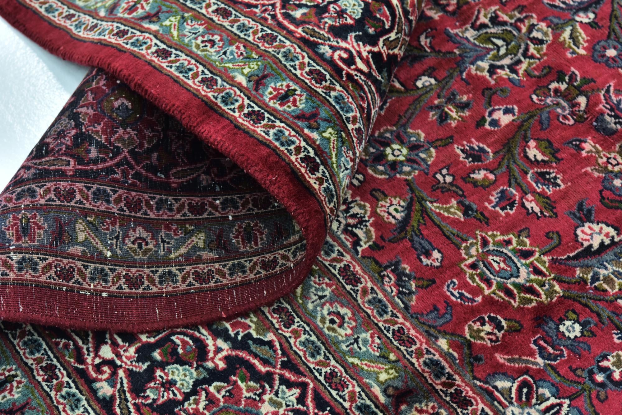 9' 7 x 12' 8 Hand Knotted Mashad Persian Wool Rug