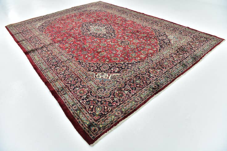 Detail image of 9' 7 x 12' 8 Hand Knotted Mashad Persian Wool Rug