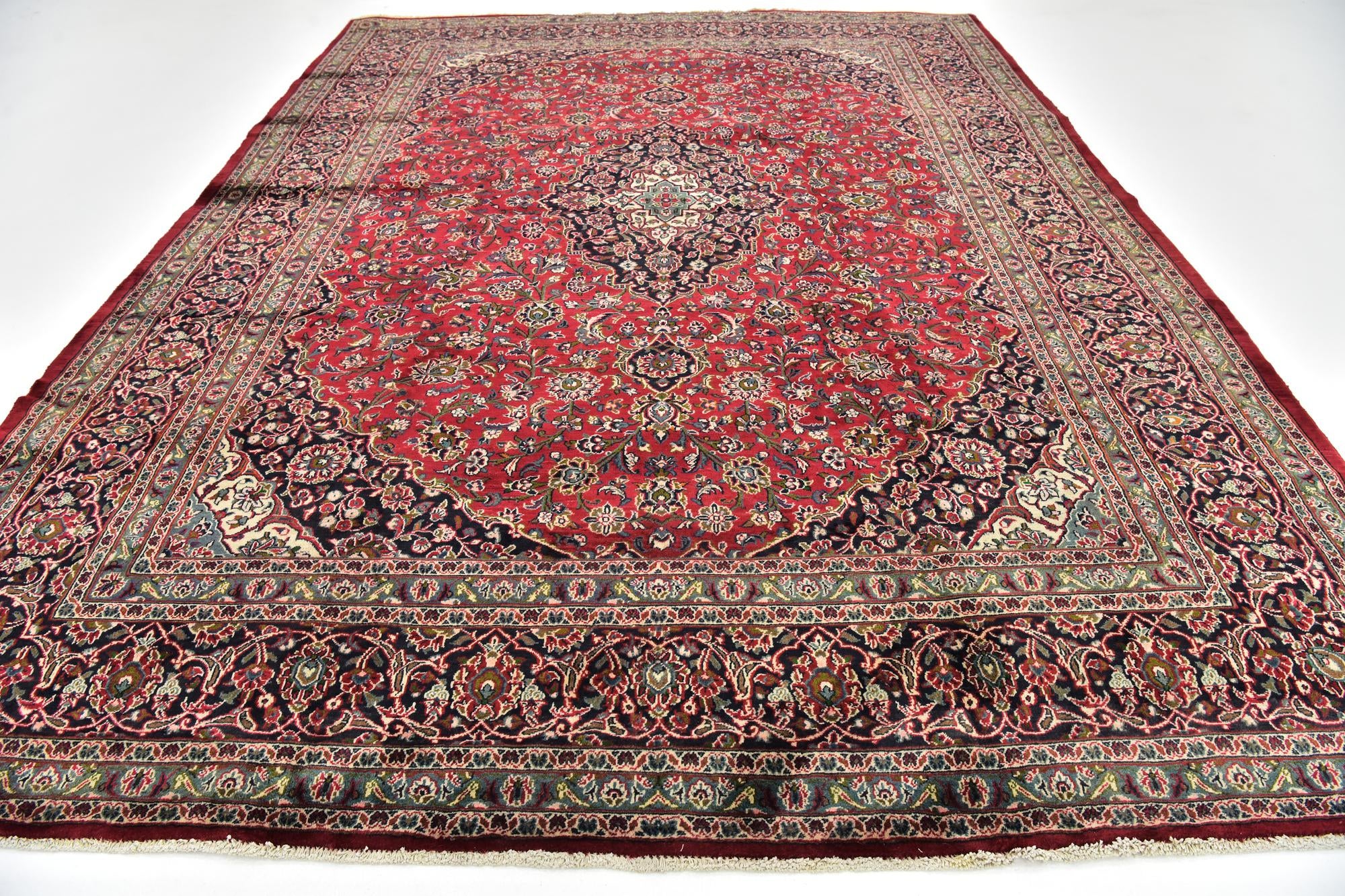 9' 7 x 12' 8 Hand Knotted Mashad Persian Wool Rug