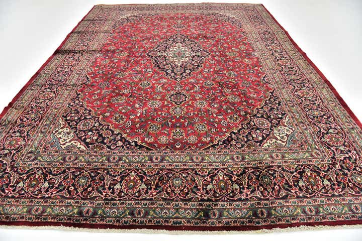 9' 7 x 12' 8 Hand Knotted Mashad Persian Wool Rug