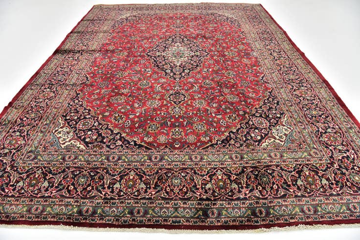 Detail image of 9' 7 x 12' 8 Hand Knotted Mashad Persian Wool Rug