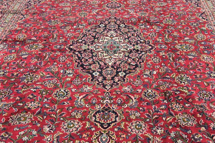 9' 7 x 12' 8 Hand Knotted Mashad Persian Wool Rug