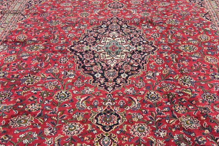 Detail image of 9' 7 x 12' 8 Hand Knotted Mashad Persian Wool Rug