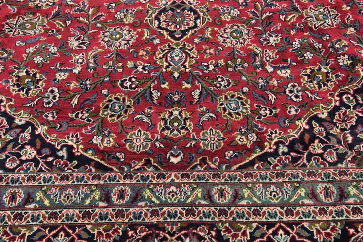 Detail image of 9' 7 x 12' 8 Hand Knotted Mashad Persian Wool Rug