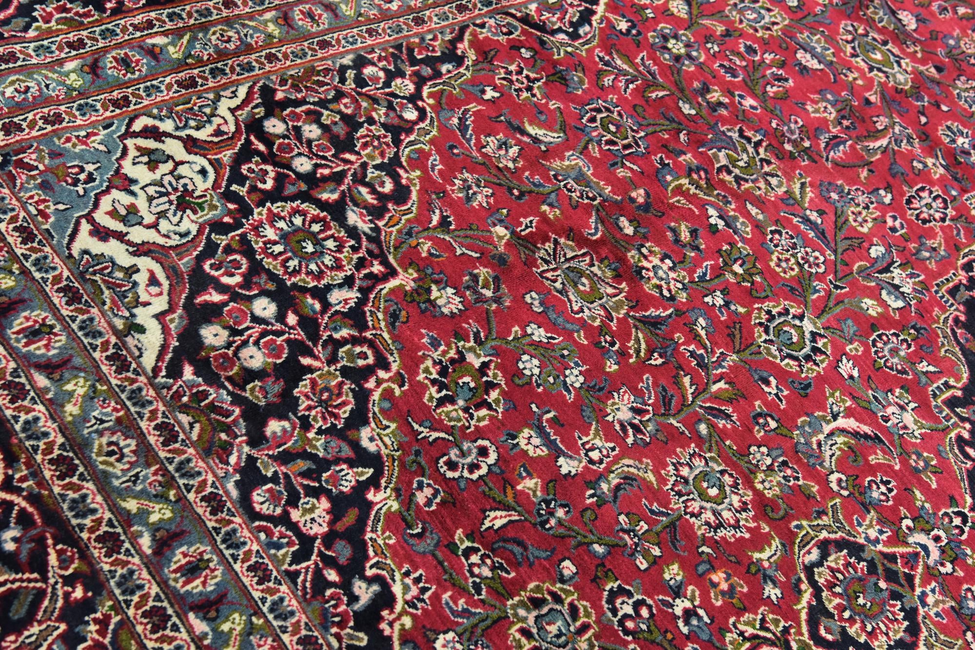 9' 7 x 12' 8 Hand Knotted Mashad Persian Wool Rug