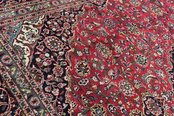 Detail image of 9' 7 x 12' 8 Hand Knotted Mashad Persian Wool Rug