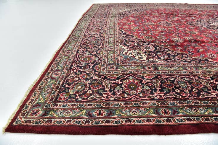 Detail image of 9' 7 x 12' 8 Hand Knotted Mashad Persian Wool Rug