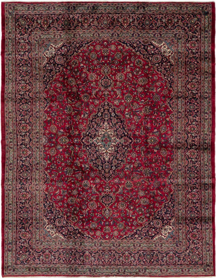 Detail image of 9' 7 x 12' 8 Hand Knotted Mashad Persian Wool Rug