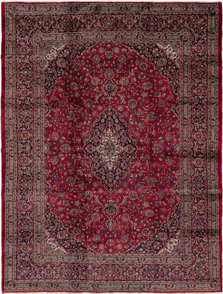 Detail image of 9' 7 x 12' 8 Hand Knotted Mashad Persian Wool Rug