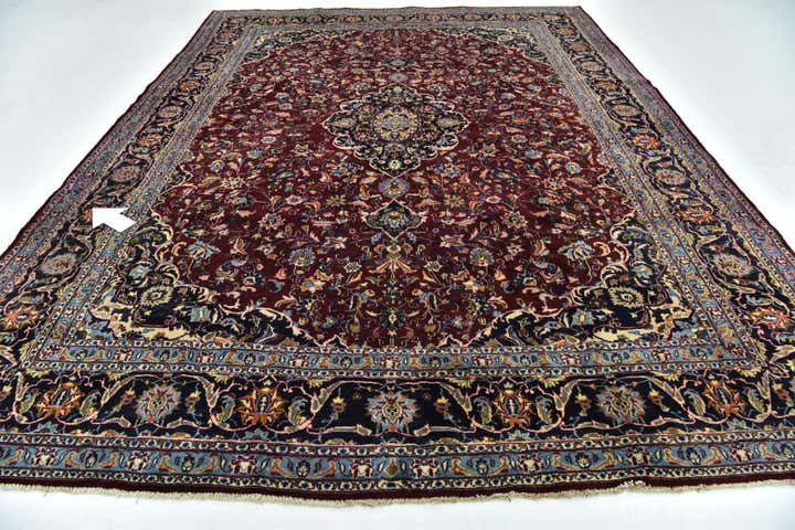 9' 4 x 12' 3 Hand Knotted Mashad Persian Wool Rug