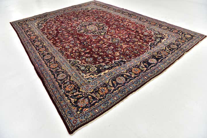 9' 4 x 12' 3 Hand Knotted Mashad Persian Wool Rug