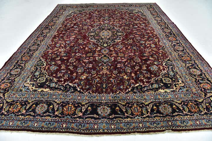 9' 4 x 12' 3 Hand Knotted Mashad Persian Wool Rug