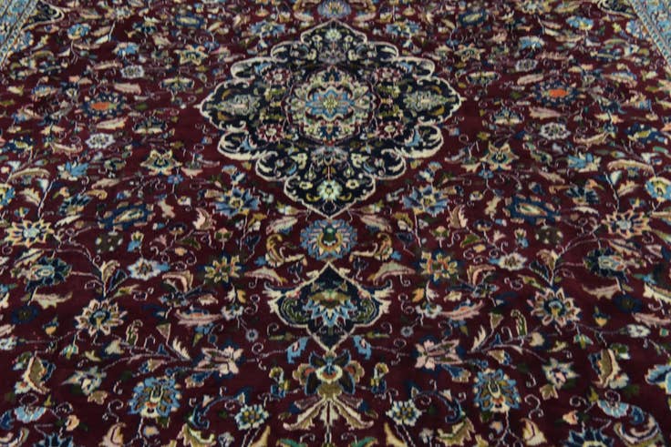 Detail image of 9' 4 x 12' 3 Hand Knotted Mashad Persian Wool Rug