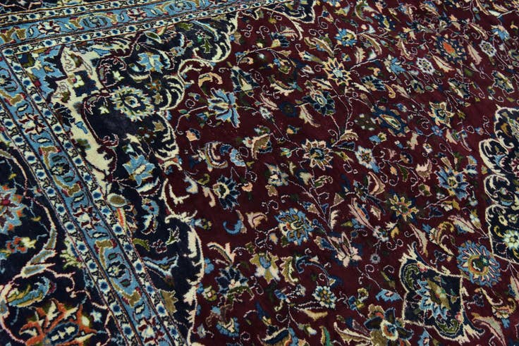 Detail image of 9' 4 x 12' 3 Hand Knotted Mashad Persian Wool Rug