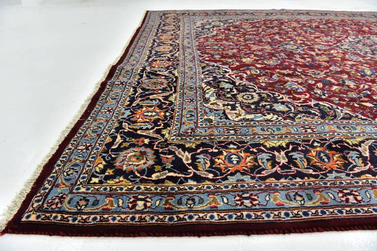 Detail image of 9' 4 x 12' 3 Hand Knotted Mashad Persian Wool Rug