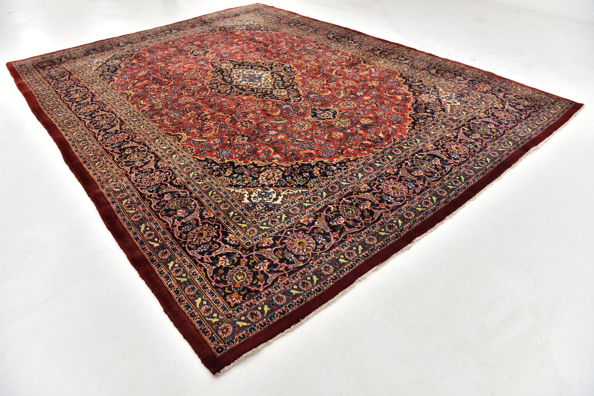 9' 9 x 12' 8 Hand Knotted Mashad Persian Wool Rug