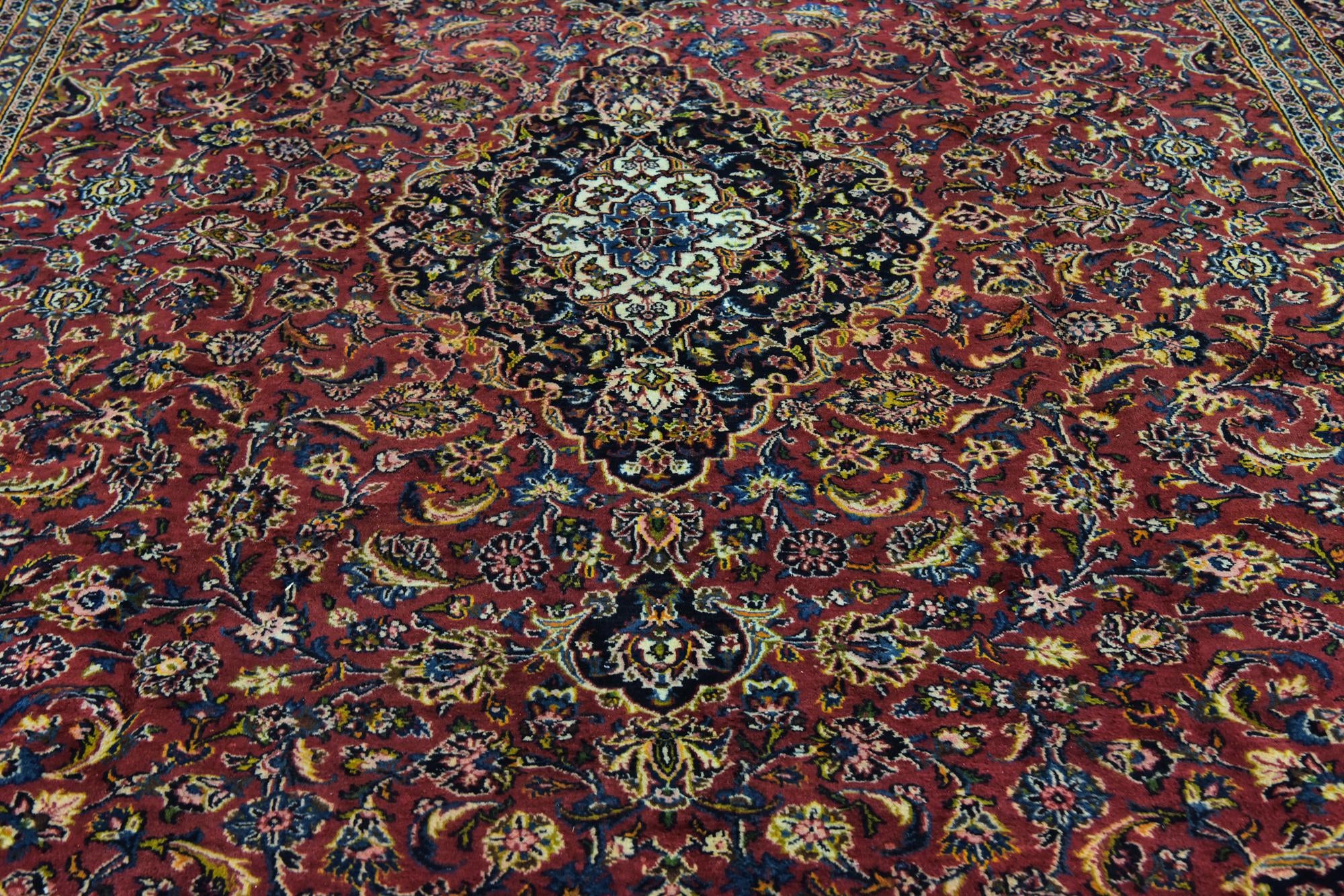 9' 9 x 12' 8 Hand Knotted Mashad Persian Wool Rug