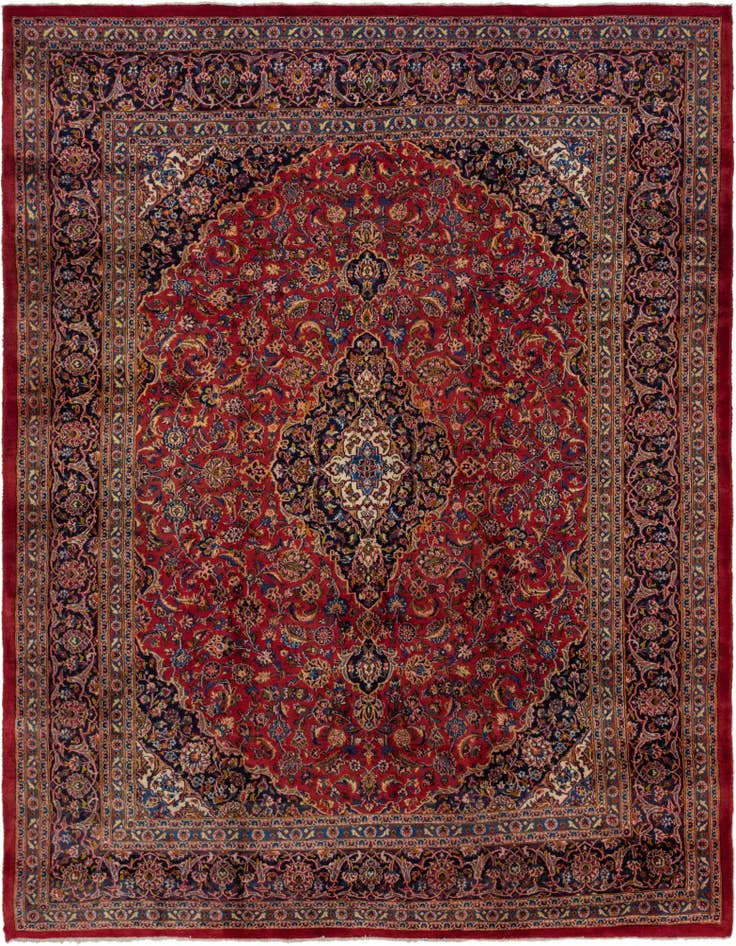 Detail image of 9' 9 x 12' 8 Hand Knotted Mashad Persian Wool Rug