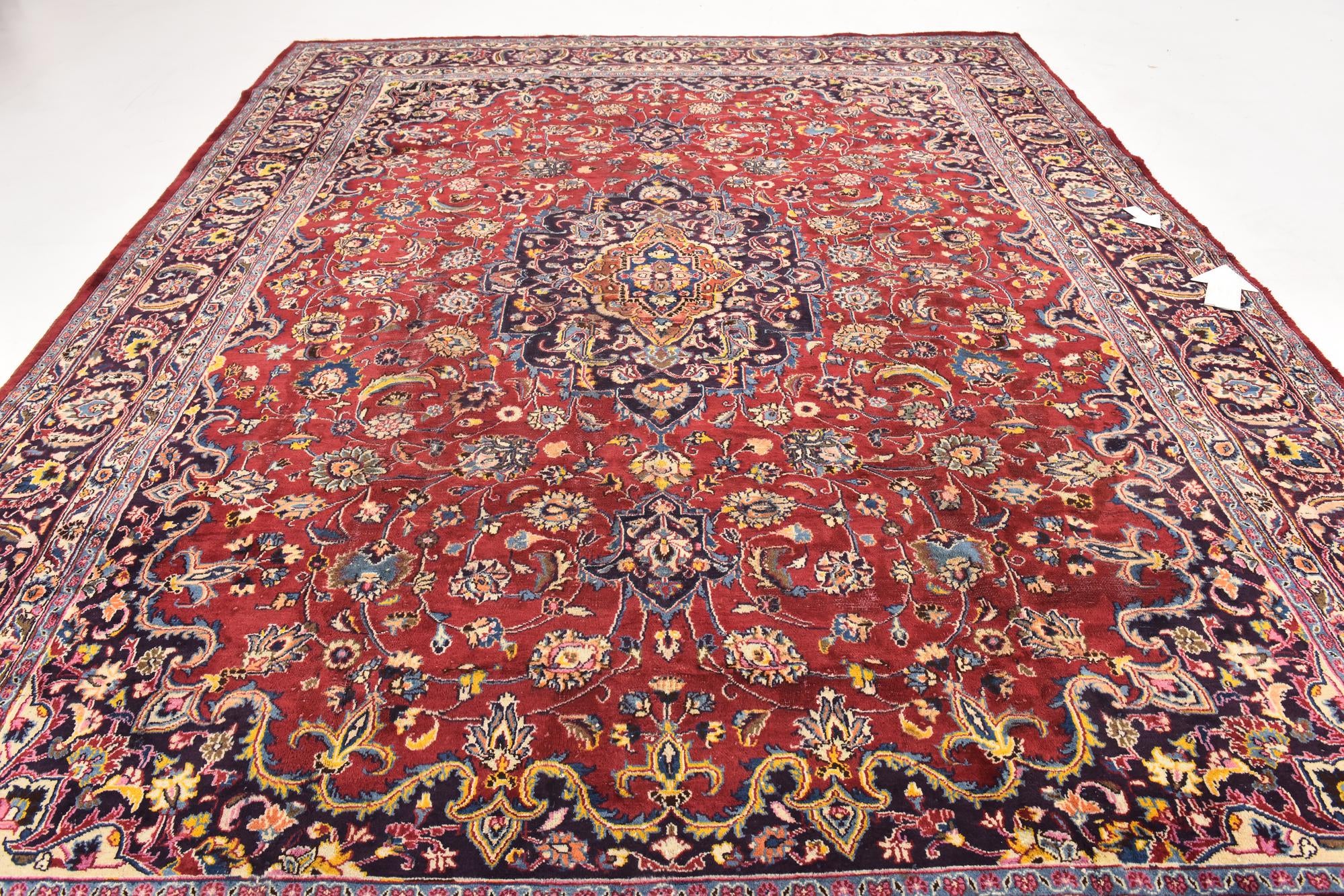 9' 7 x 12' 9 Hand Knotted Mashad Persian Wool Rug