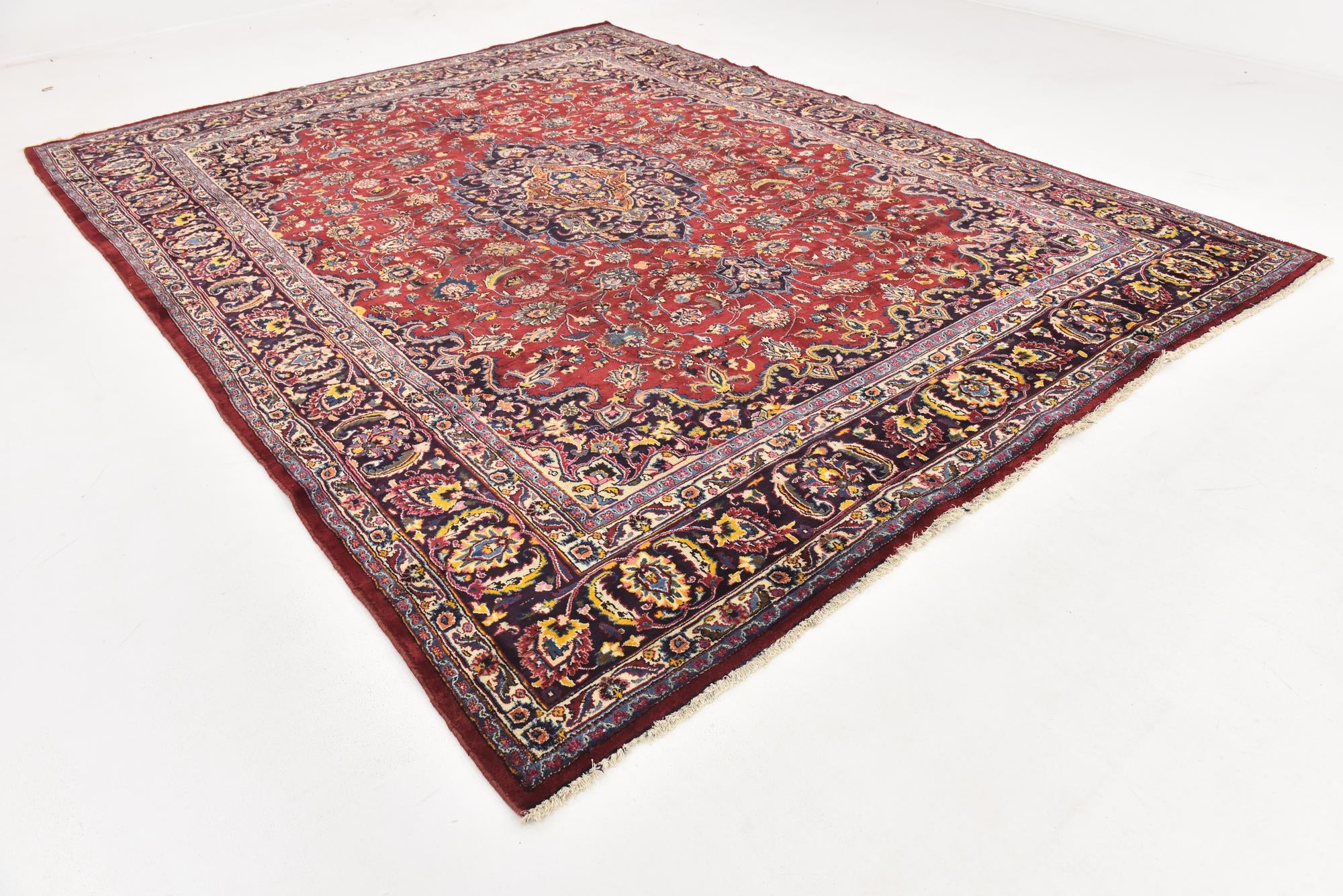 9' 7 x 12' 9 Hand Knotted Mashad Persian Wool Rug