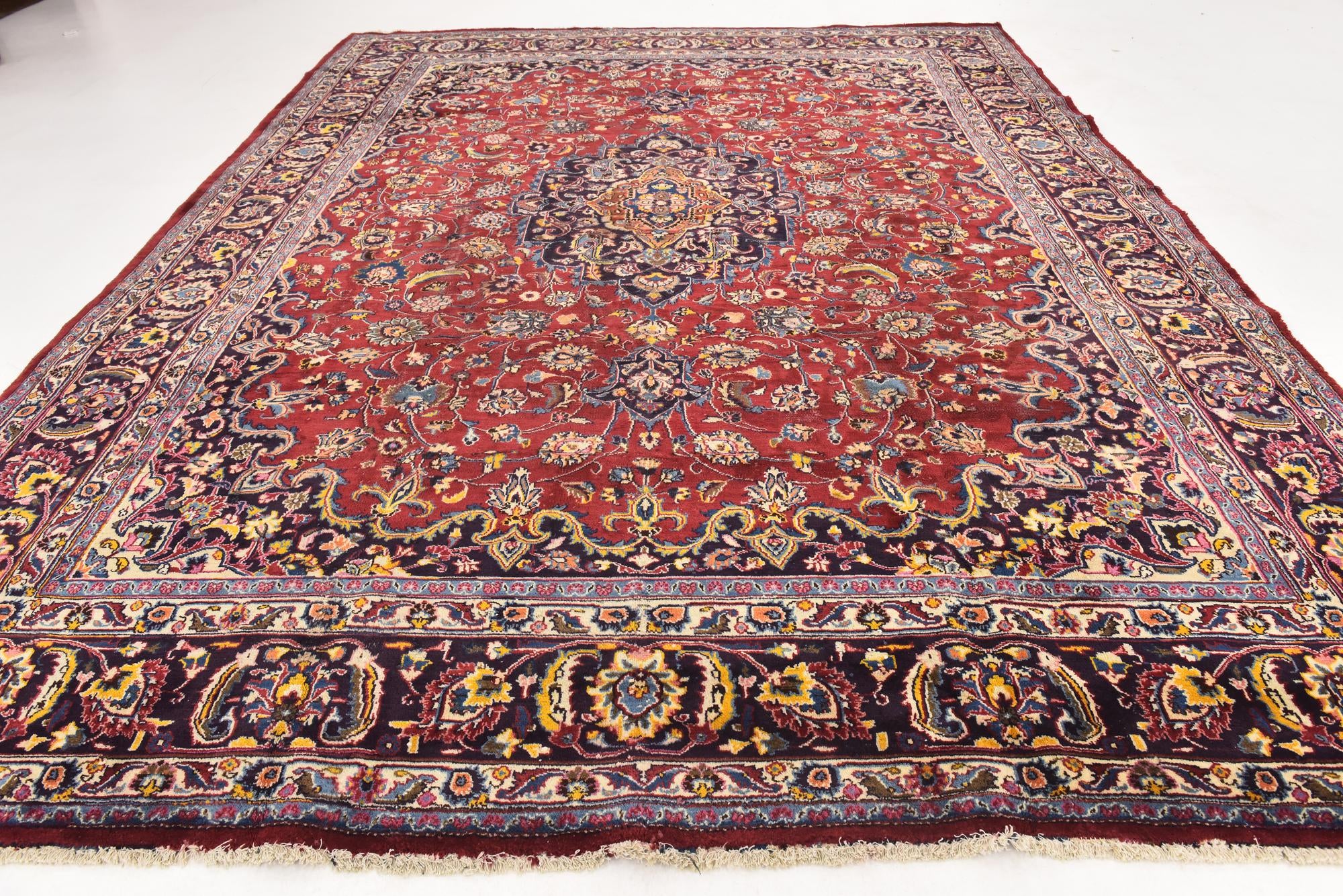 9' 7 x 12' 9 Hand Knotted Mashad Persian Wool Rug