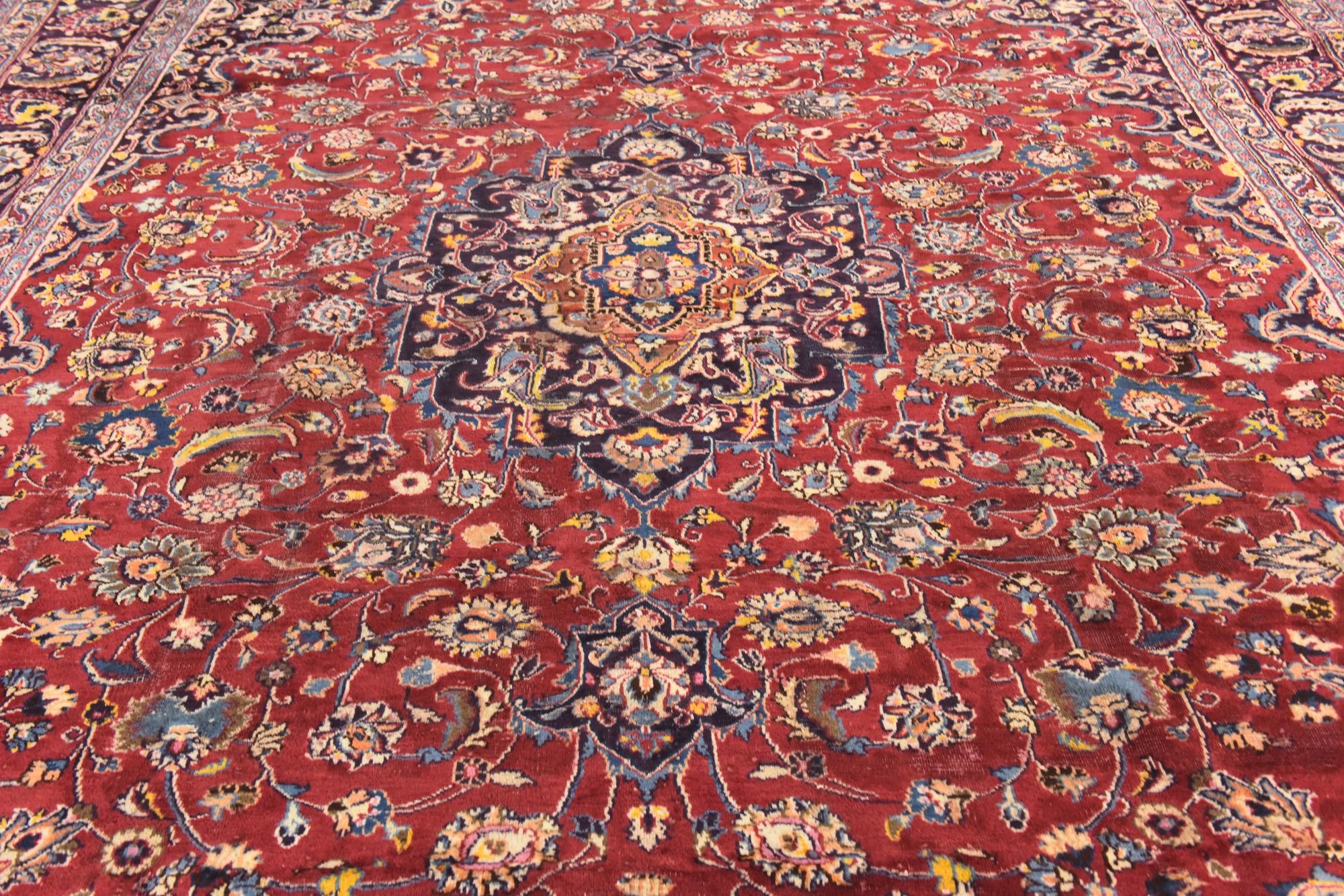 9' 7 x 12' 9 Hand Knotted Mashad Persian Wool Rug
