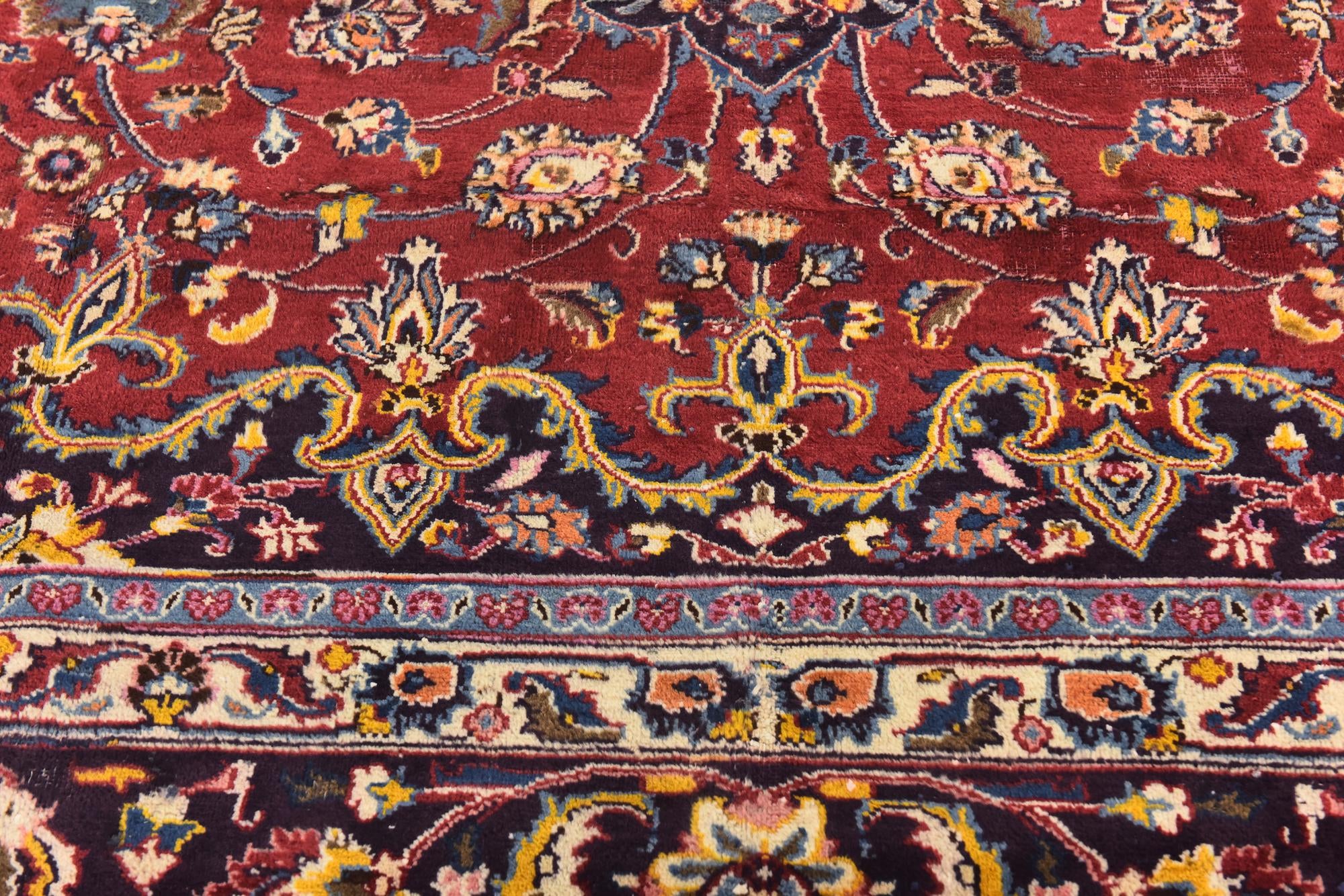 9' 7 x 12' 9 Hand Knotted Mashad Persian Wool Rug