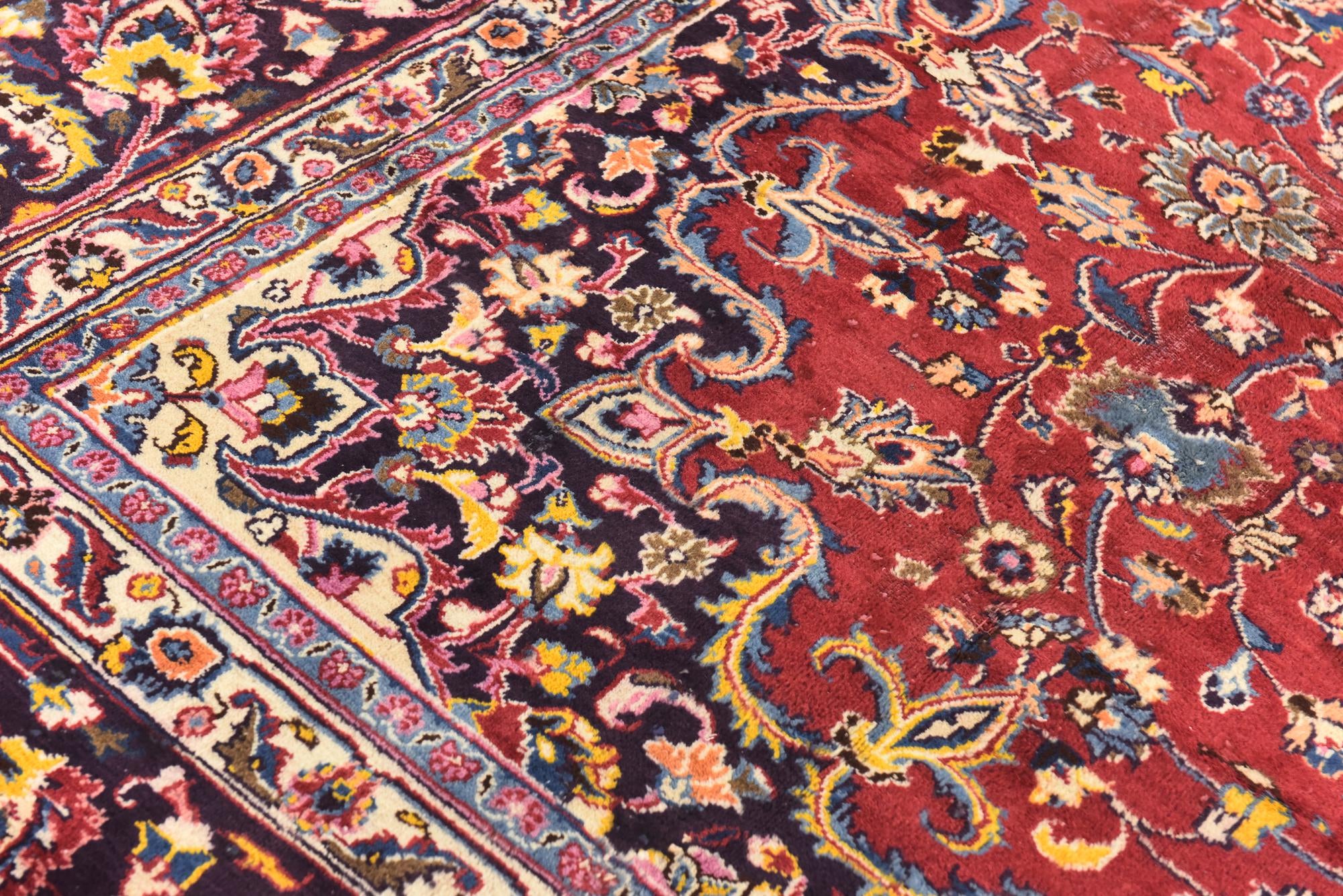 9' 7 x 12' 9 Hand Knotted Mashad Persian Wool Rug
