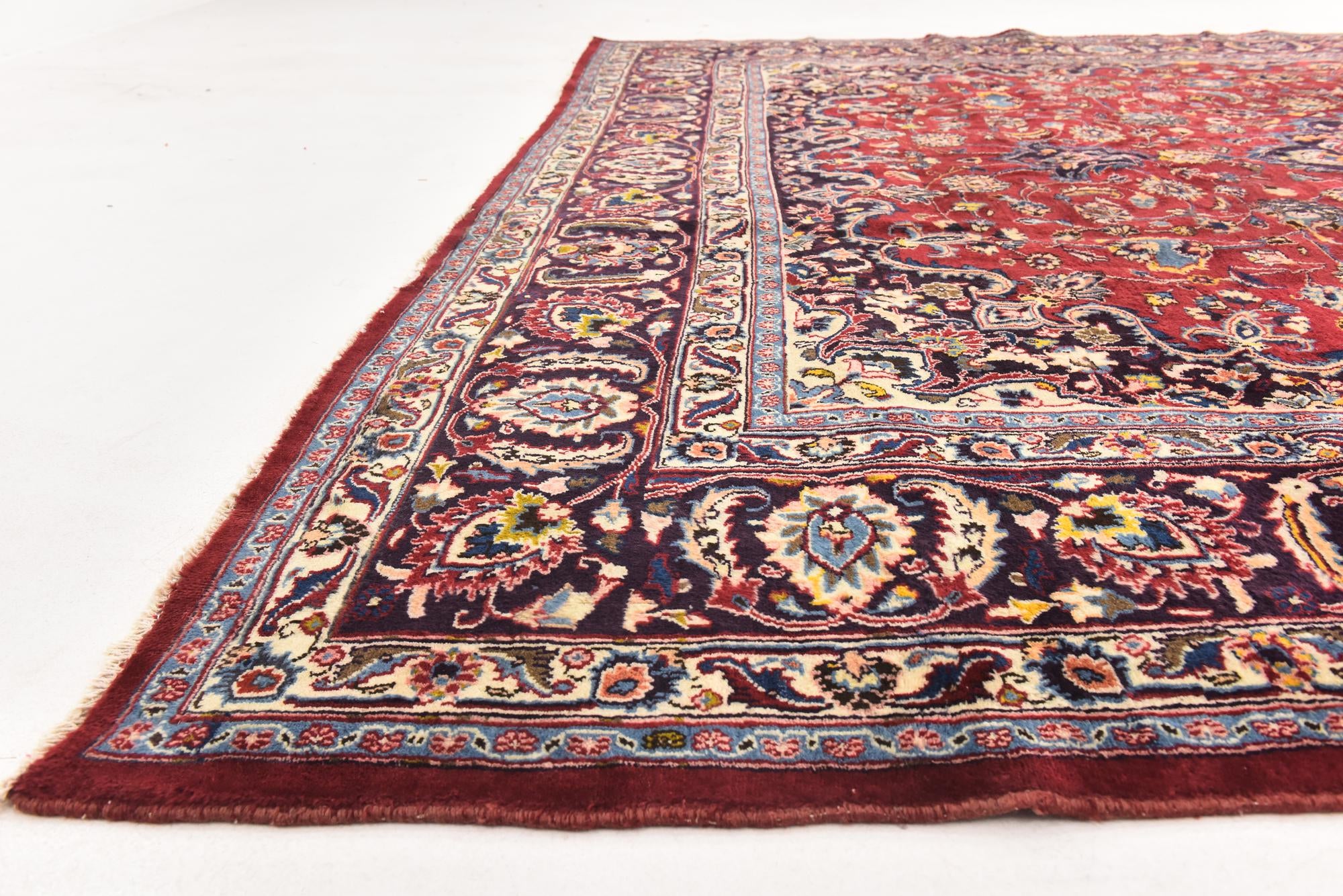 9' 7 x 12' 9 Hand Knotted Mashad Persian Wool Rug