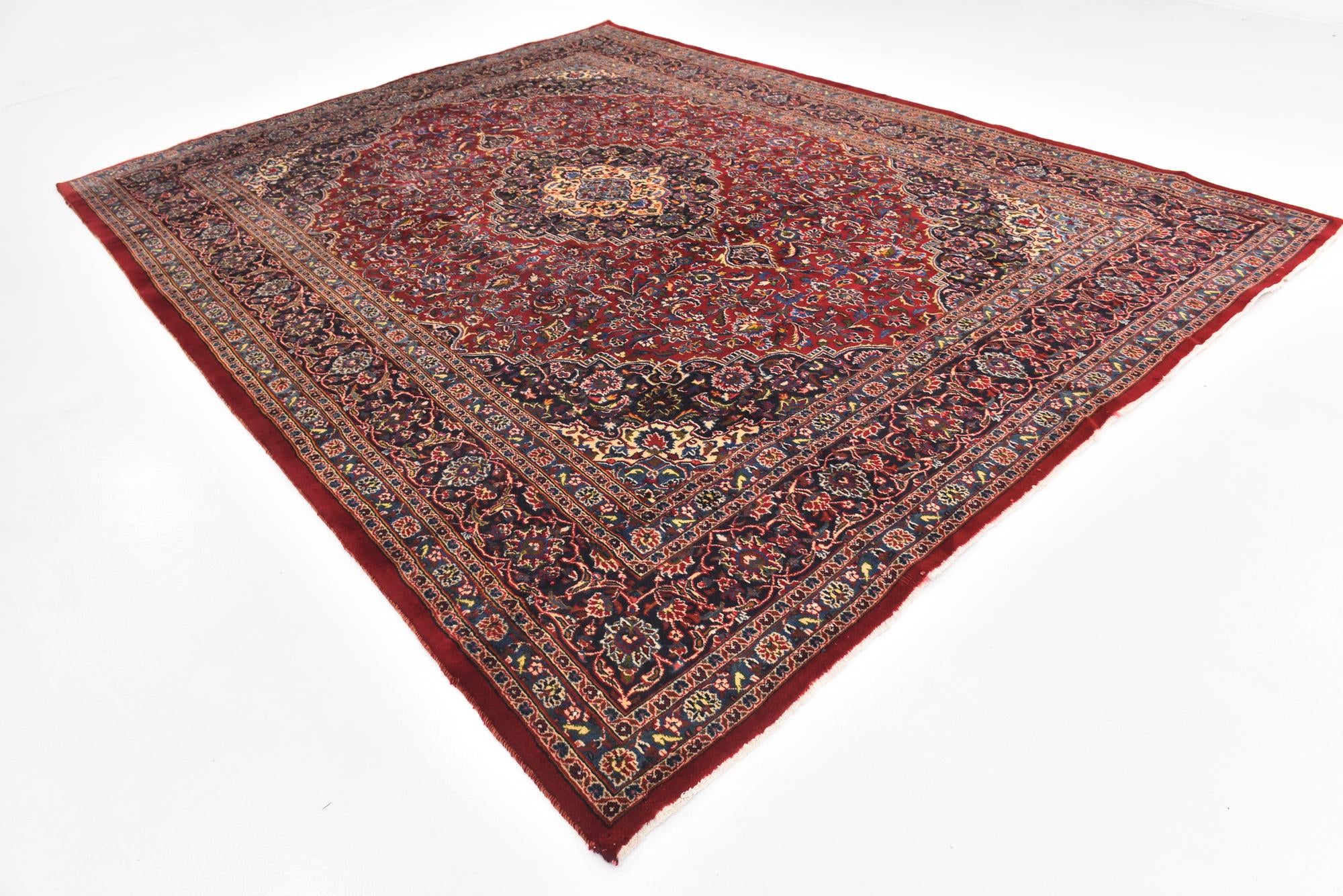 9' 10 x 12' 6 Hand Knotted Mashad Persian Wool Rug