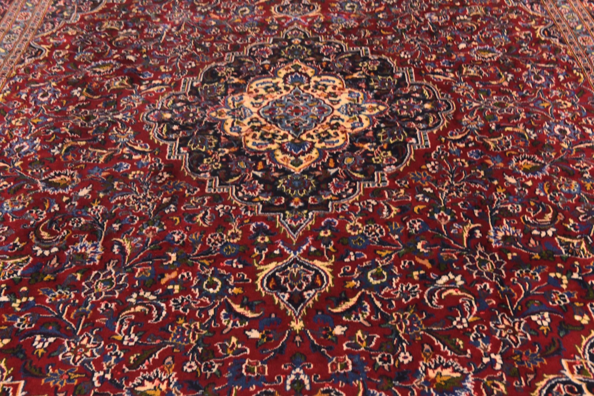9' 10 x 12' 6 Hand Knotted Mashad Persian Wool Rug