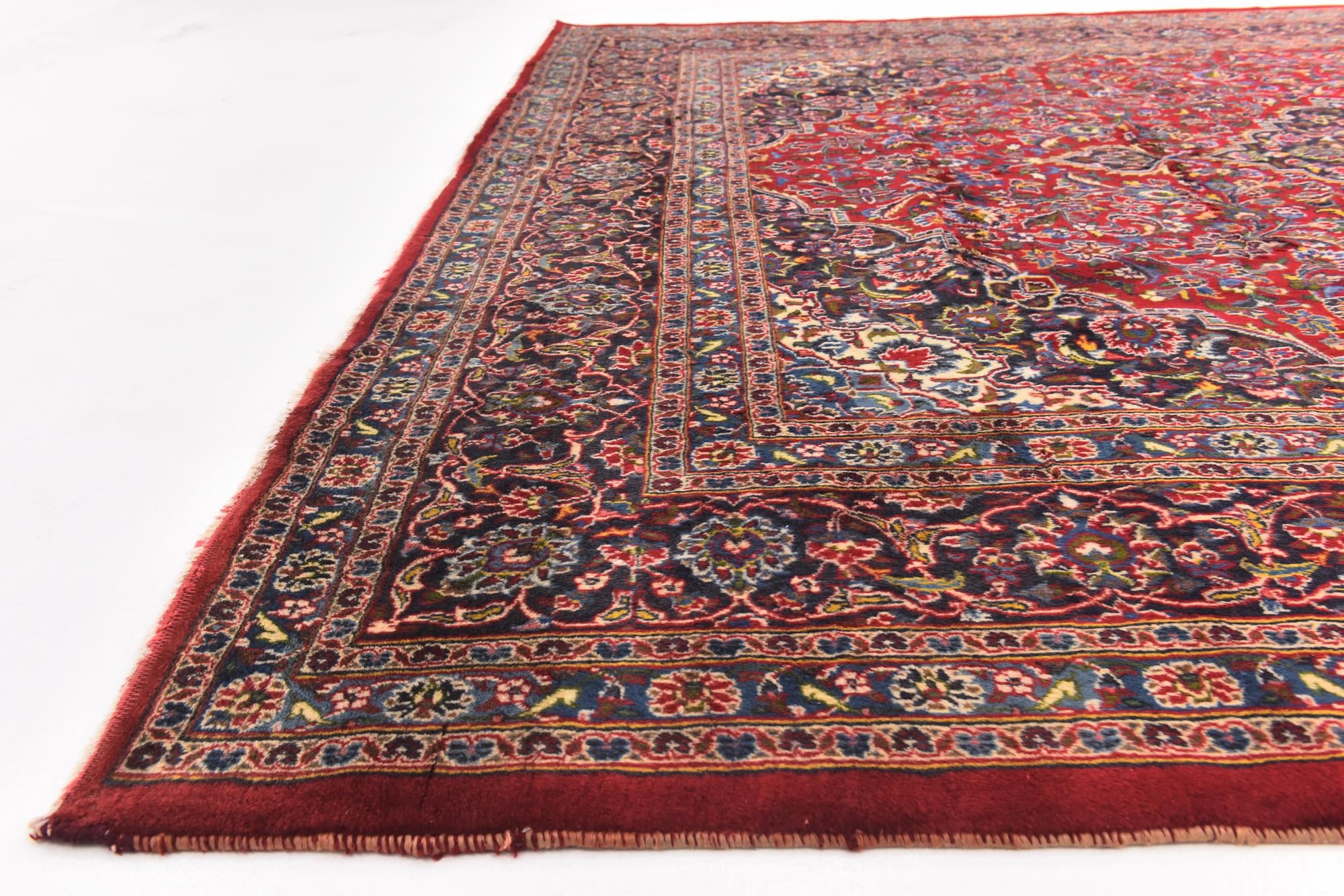 9' 10 x 12' 6 Hand Knotted Mashad Persian Wool Rug